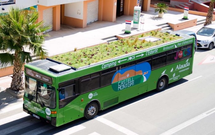 Bus with incorporated green roof
